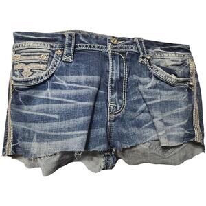 Rock‎ Revival Aliana Denim Shorts Size 31 Distressed Cut-Off  Bedazzled
